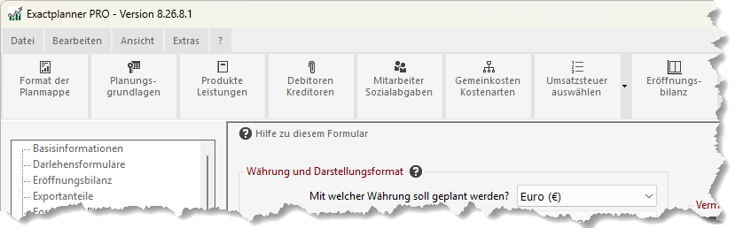 Abbildung der Eingabemaske
